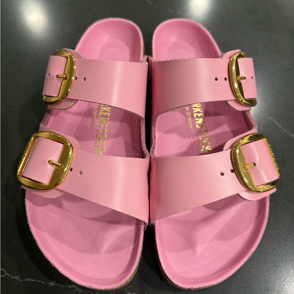 Pink Leather Patent Birkenstocks Big Buckle - 38